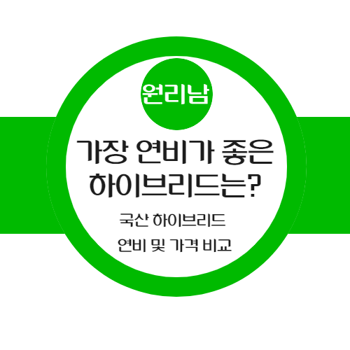  국산 하이브리드 연비 비교(어떤 차가 가장 연비가 좋을까?)