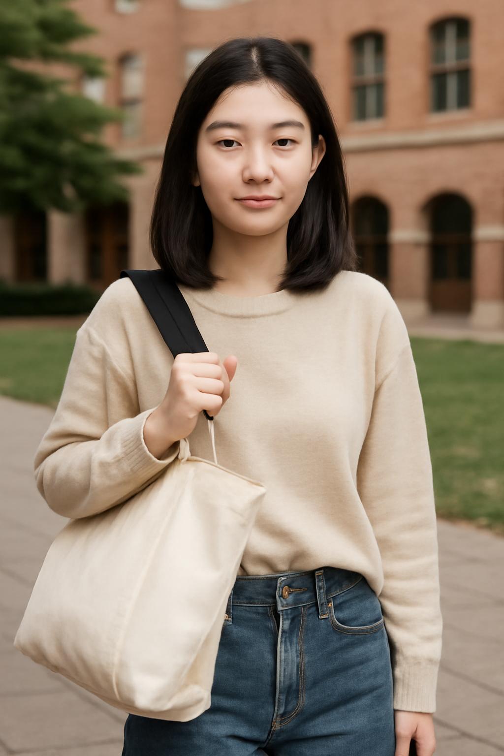 여자 대학생 가방 토트백