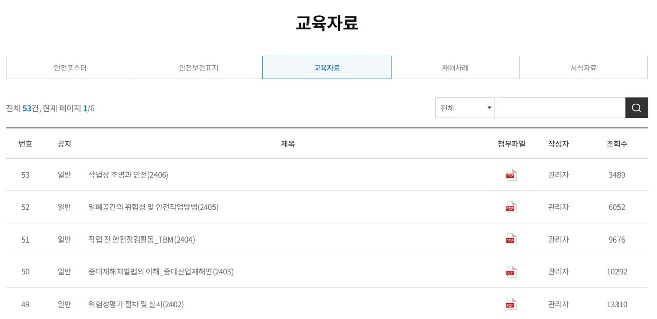 대한산업안전협회 교육자료실