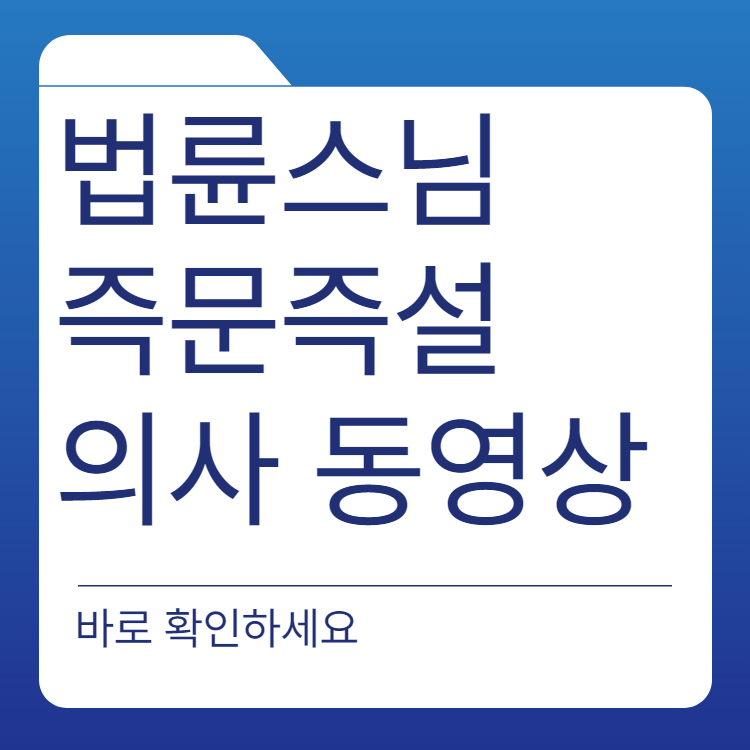  법률스님유튜브 즉문즉설 동영상  의사 일침