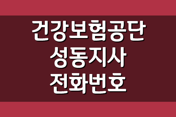  건강보험공단 성동지사 전화번호, 팩스번호, 주소, 위치 보기