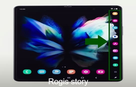 갤럭시-Z-폴드-3-우측-화면에-태스크-바가-고정되어-자주-사용하는-앱-아이콘-메뉴가-활성화된-모습