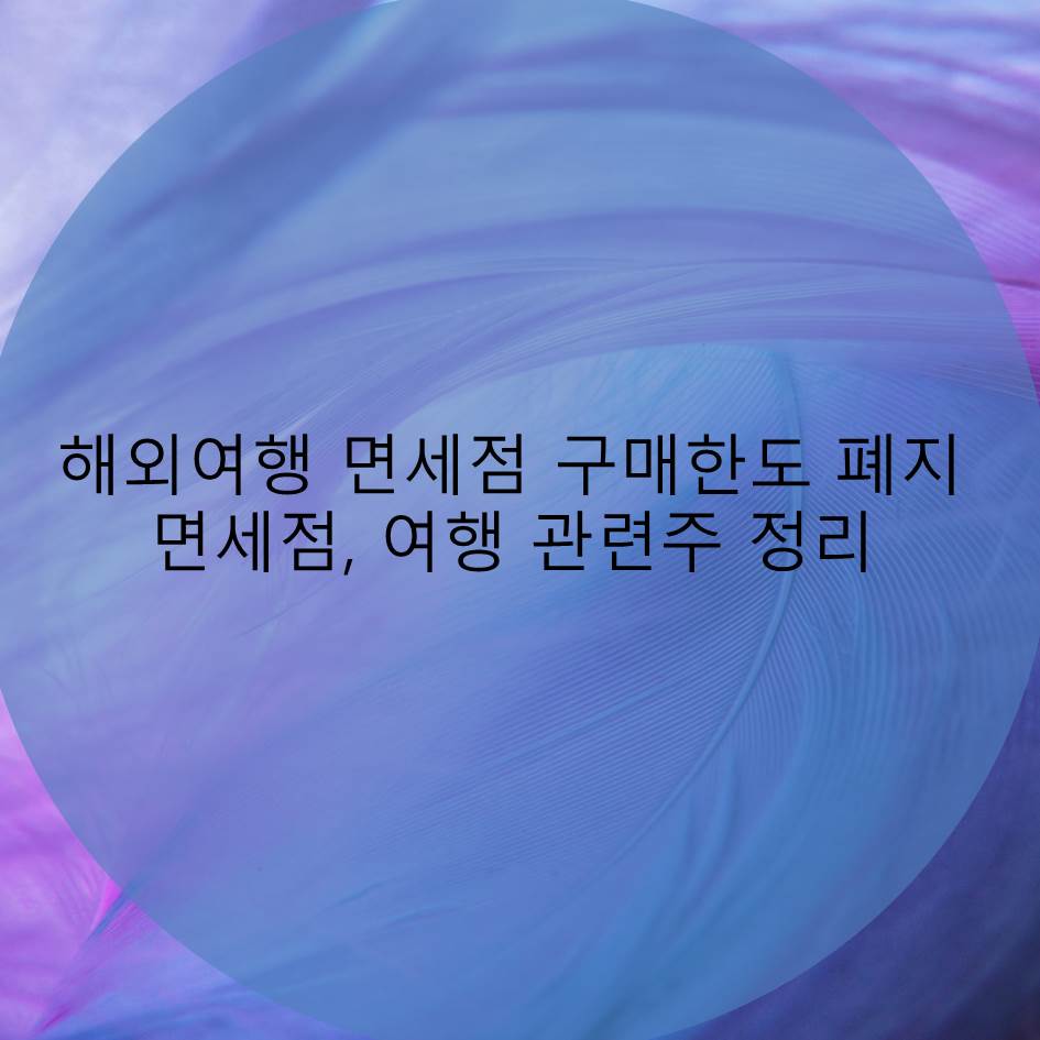  빗장풀리는 해외여행 제한 면세점 구매한도 폐지 면세한도 상향 필요 면세, 여행 관련주 정리