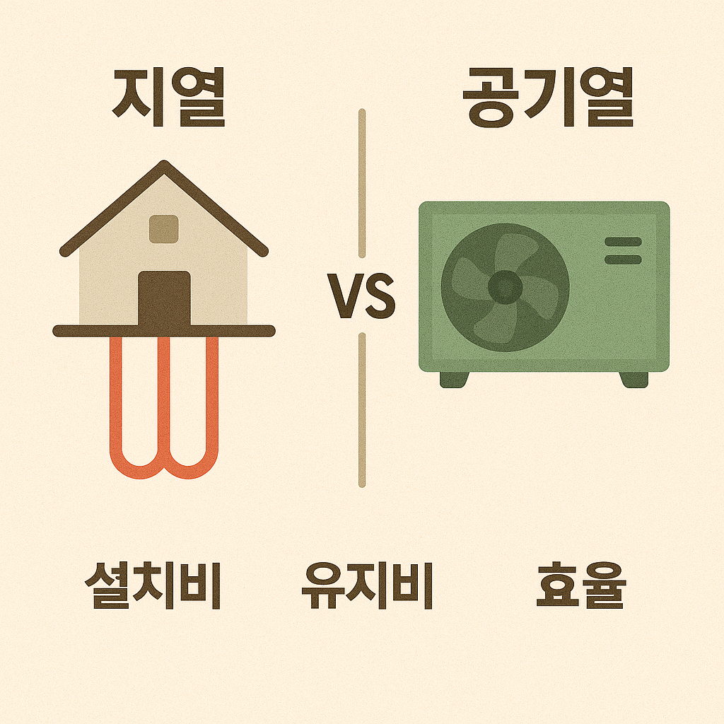 지열과 공기열 히트펌프 비교 이미지