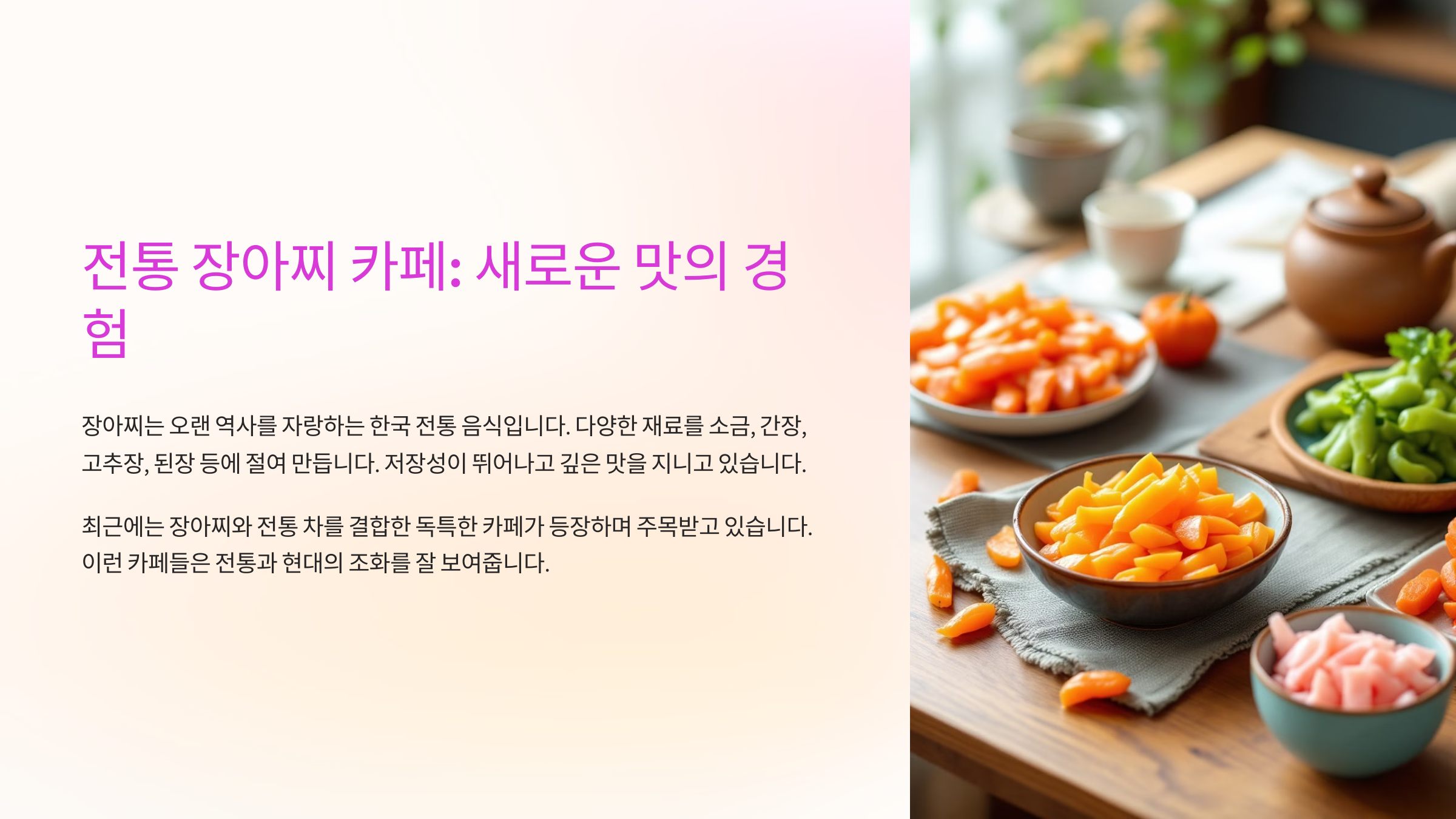 전통 장아찌 카페: 새로운 맛의 경험