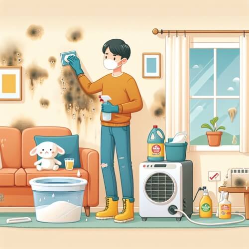 벽지 곰팡이 제거중인 이미지
