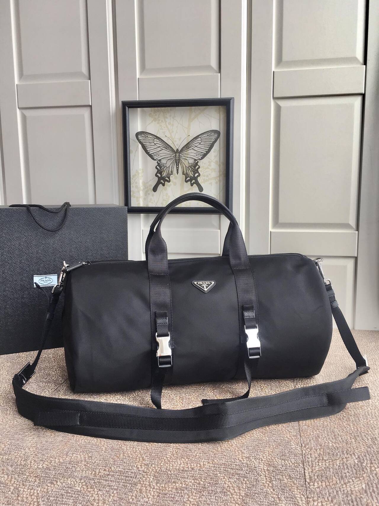  [PRADA] 프라다 나일론 사피아노 가죽 더플 백 2VC015_973_F0002_V_OOO