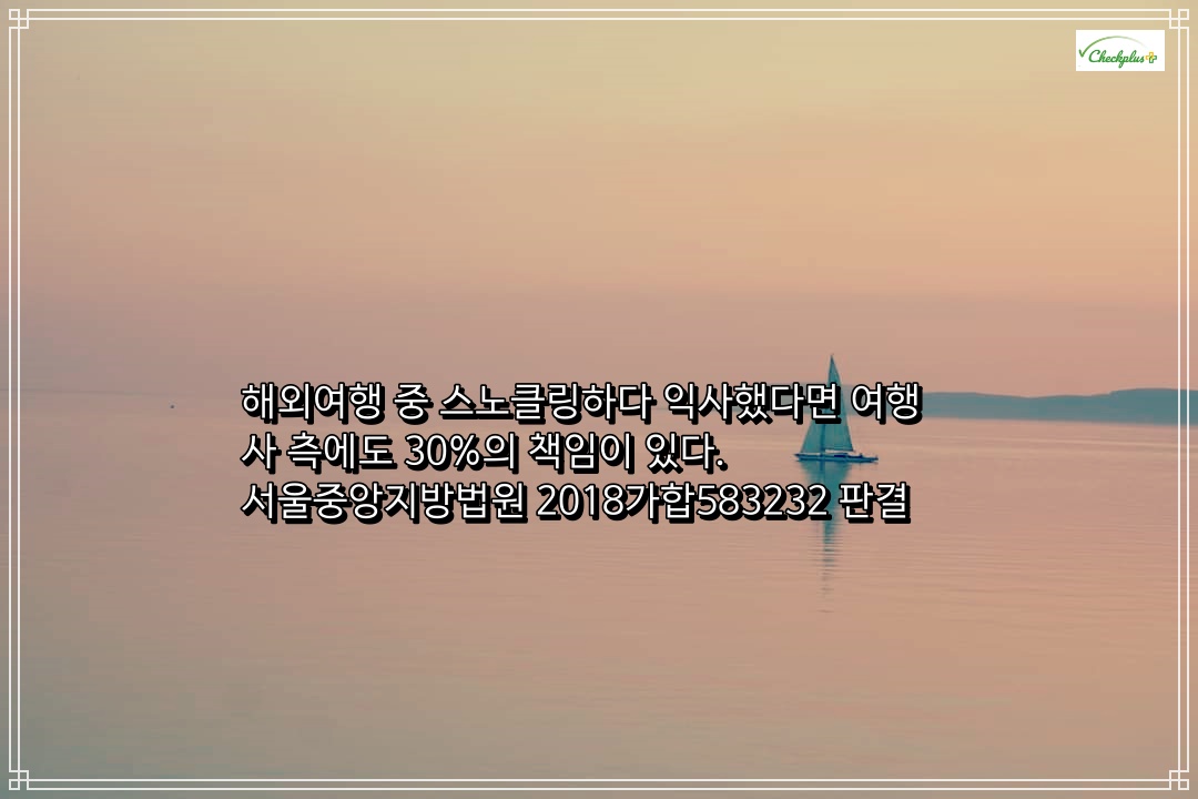 해외여행 중 스노클링하다 익사했다면 여행사 측에도 30%의 책임이 있다. 서울중앙지방법원 2018가합583232 판결