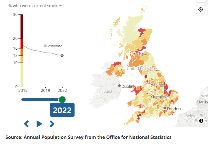 영국 지역별 흡연율