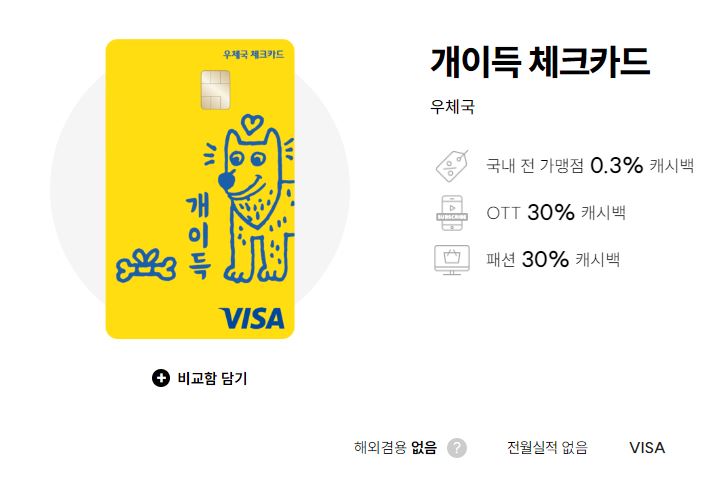 우체국 개이득 체크카드