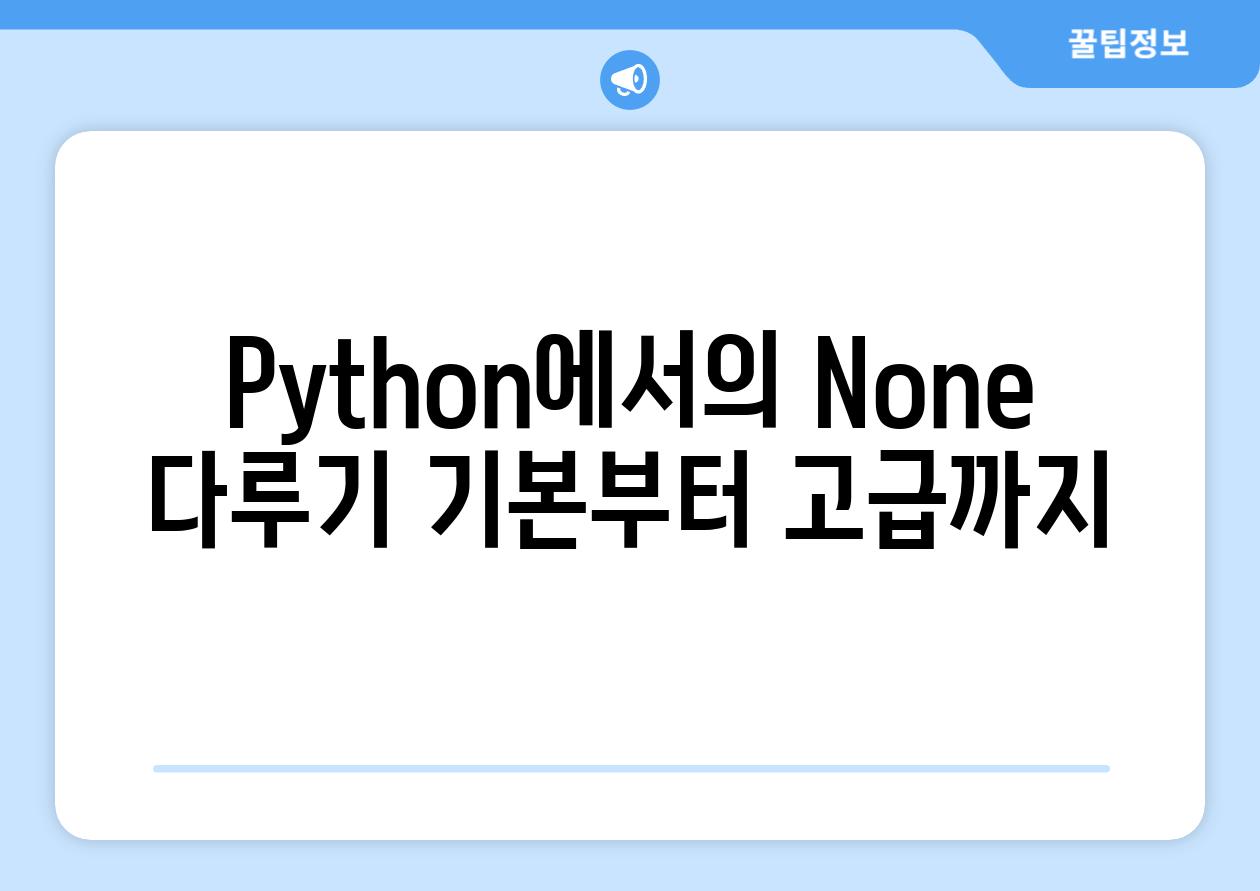 Python에서의 None 다루기| 기본부터 고급까지