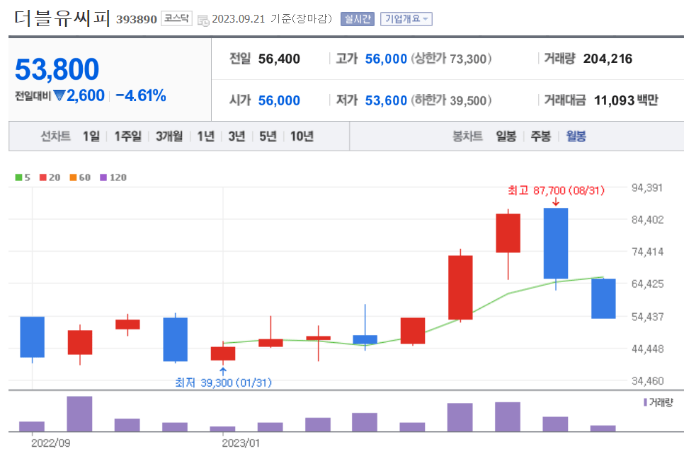 더블유씨피 월봉