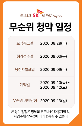  운서2차 SK VIEW Skycity A7블럭 줍줍 무순위 입주자모집공고