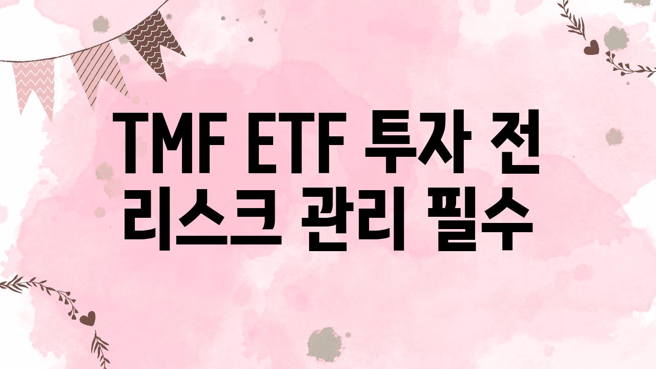 TMF ETF 투자 전 리스크 관리 필수