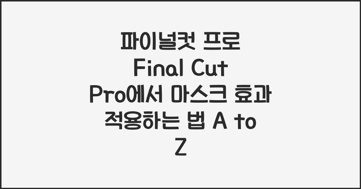 파이널컷 프로 Final Cut Pro에서 마스크 효과 적용하는 법