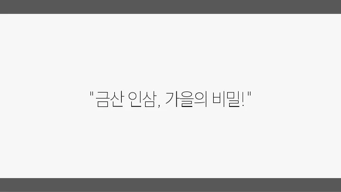 인삼의 역사와 축제가 흐르는 금산의 가을