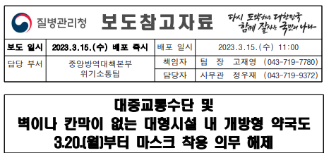  3월20일 부터 마스크 착용 의무 해제, 마스크 써야하는 곳은?