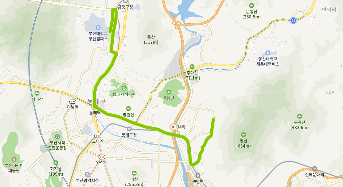  부산 144번버스 노선, 시간표 해운대구,동래역,부산대학교,장전역
