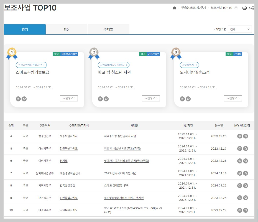 보조금통합포털사이트 소개