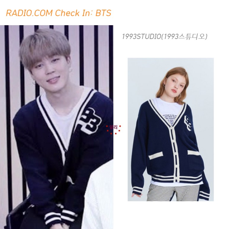  RADIO.COM: 출연한 방탄 BTS 지민  가디건 정보