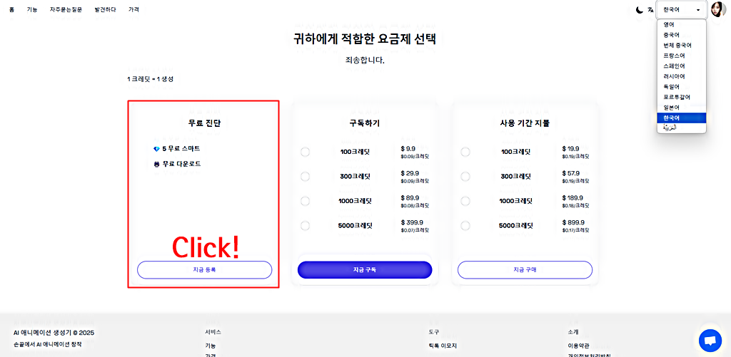무료 /유료 가격 정책