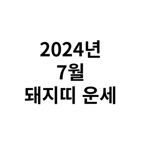 2024년 7월 돼지띠 운세