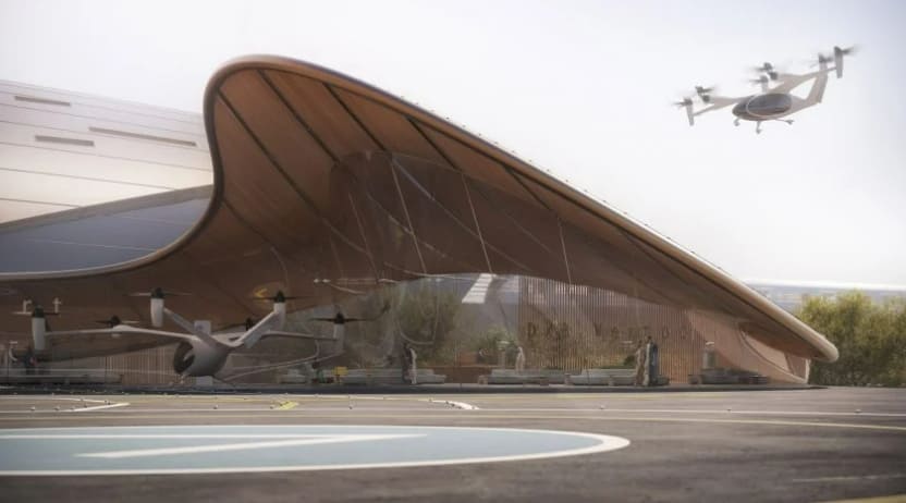 두바이의 &quot;에어 택시 터미널&quot;: Foster + Partners VIDEO: Foster + Partners designs sweeping terminal for &quot;air taxi services&quot; in Dubai