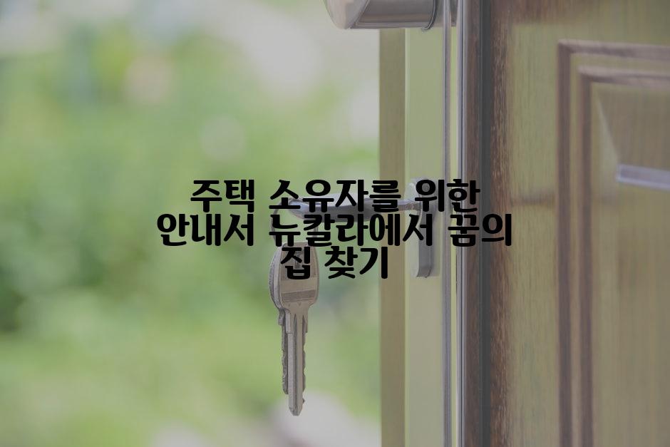 주택 소유자를 위한 안내서 뉴칼라에서 꿈의 집 찾기