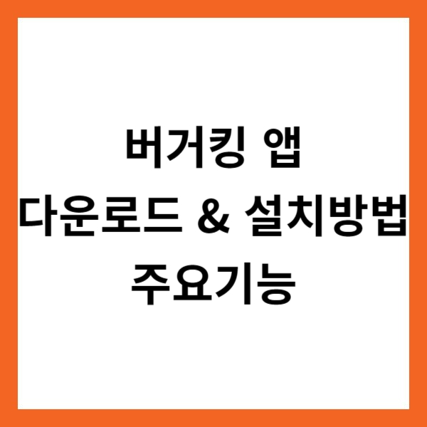 버거킹 햄버거 킹오더·딜리버리 앱 다운로드 &amp; 설치방법 및 주요기능