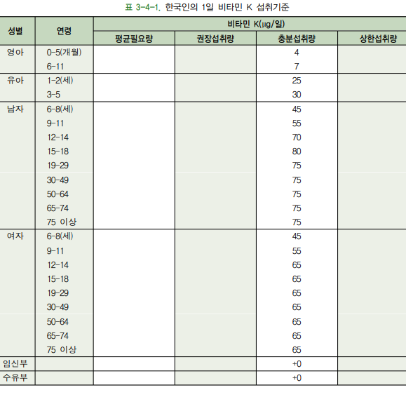 비타민k 많은 음식