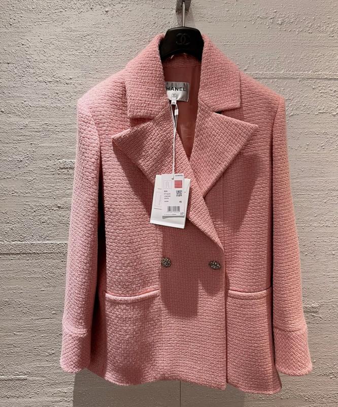 샤넬 22K F/W 울 트위드 핑크 재킷 P73600
