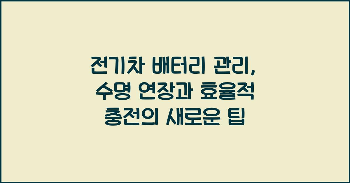 전기차 배터리 관리: 수명 연장과 효율적 충전