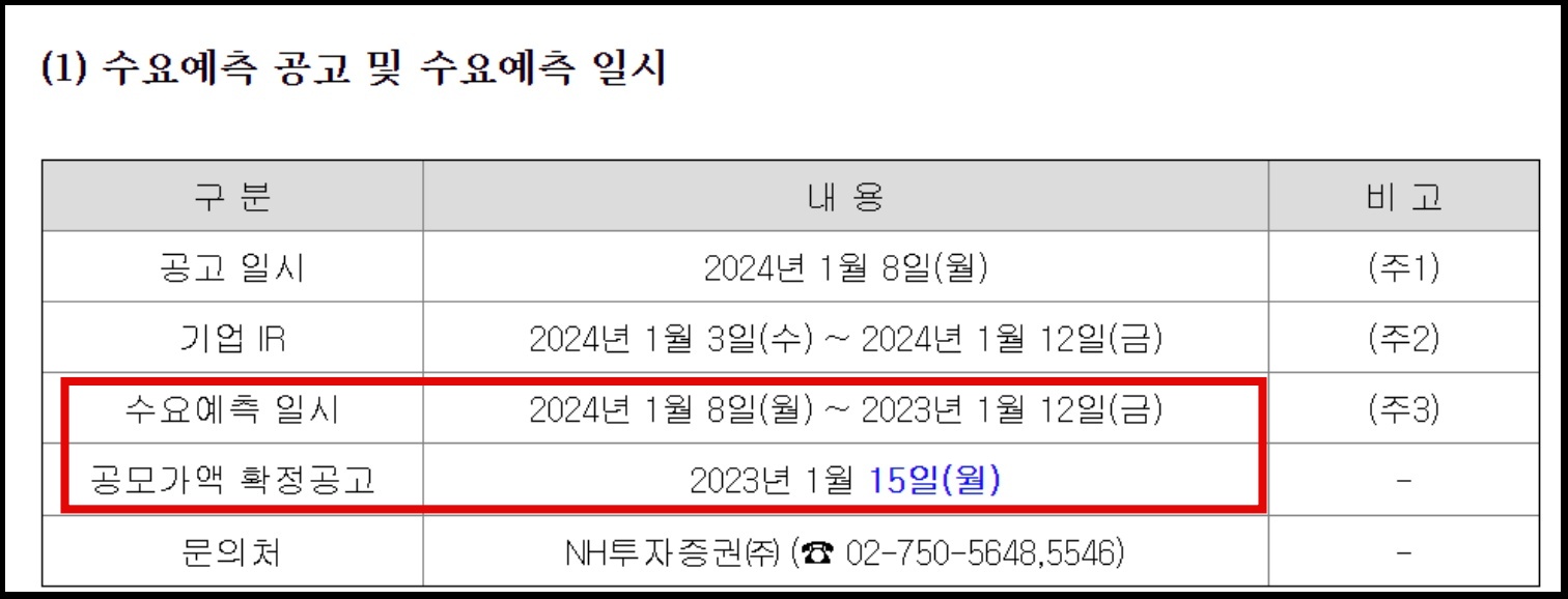 에이치비인베스트먼트 공고 및 수요예측 일시