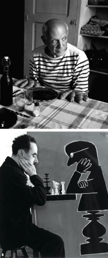 2. ‘피카소의 빵, 발로리스(Picasso and the loaves)ʼ, gelatin silver print, 40×30cm,1952 3. ‘체스를 두는 레이몽 샤비냑(Raymond Savignac Playing Chess)ʼ, gelatin silver print, 40×30cm, 1950