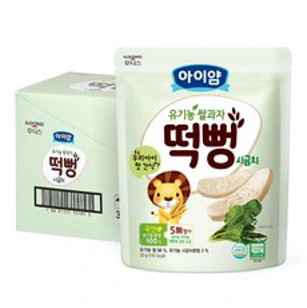 일동후디스 아이얌 유기농 쌀과자 떡뻥&#44; 시금치맛&#44; 30g&#44; 6개