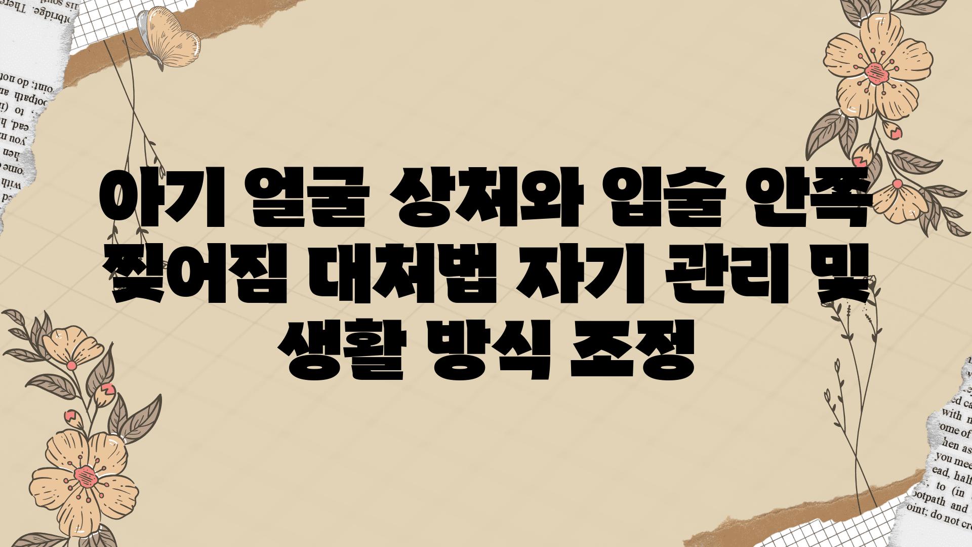 아기 얼굴 상처와 입술 안쪽 찢어짐 대처법 자기 관리 및 생활 방식 조정