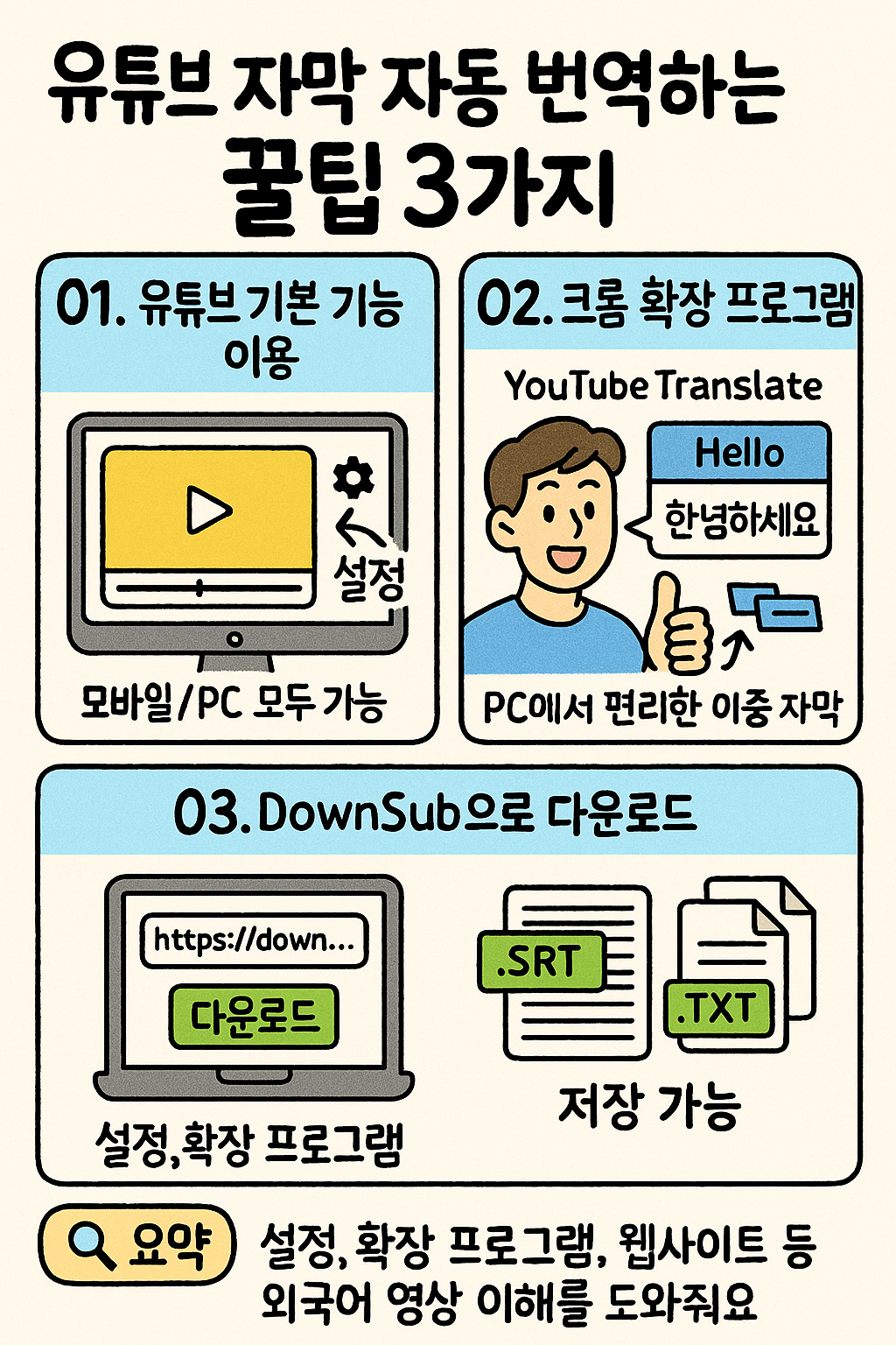 유튜브 자막 자동 번역하는 꿀팁 3가지