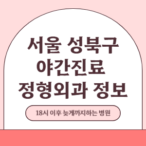 서울 성북구 야간진료 정형외과 병원 (18시 이후 늦게까지하는 병원)