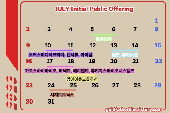  [2023년 7월 공모주 일정] 필에너지, 포커스미디어코리아, 센서뷰, 와이랩, 틸론, 뷰티스킨 등