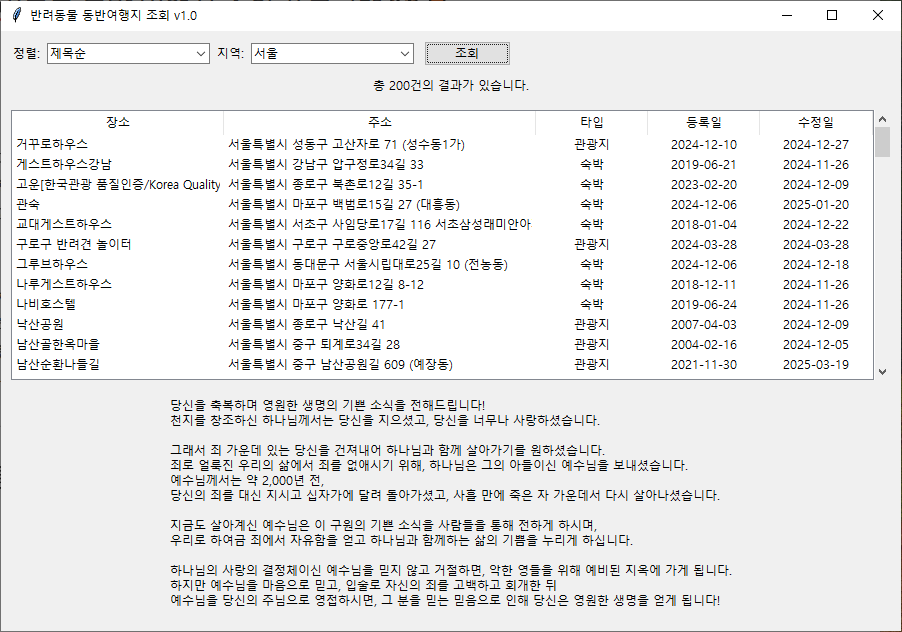 반려동물 여행지 조회 프로그램 소개해요! 2 사용 방법은 간단합니다
