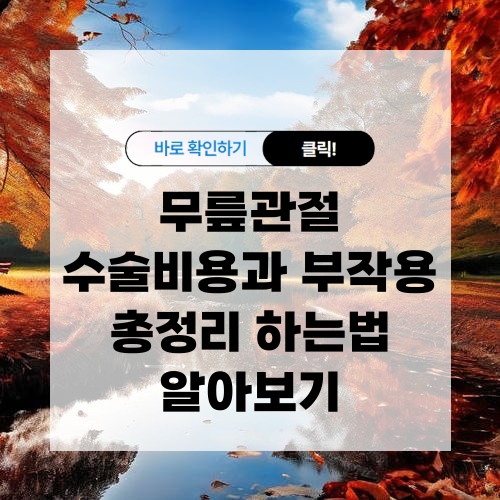 무릎관절 수술비용과 부작용 총정리 하는법 알아보기