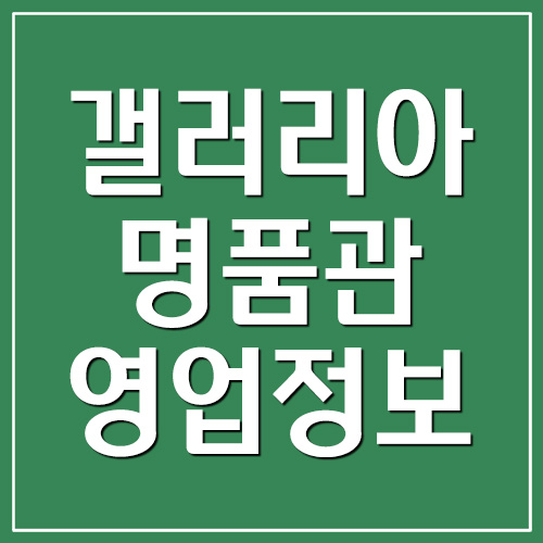 갤러리아 백화점 명품관 휴무일/영업시간/전화번호