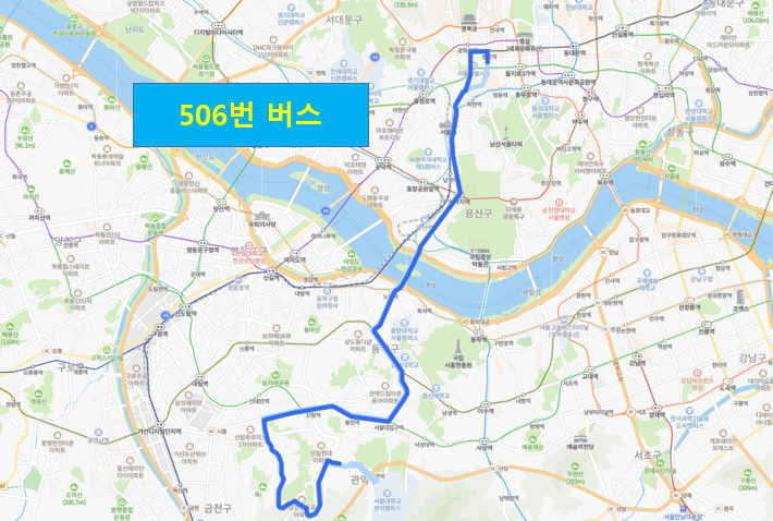  [506번버스] 요금, 노선정보, 첫차, 막차 : 서울대, 봉천역, 서울역, 숙대, 시청