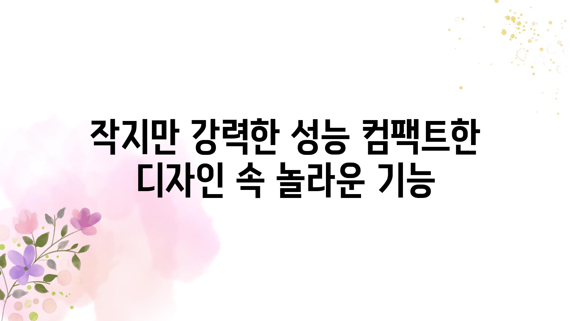 작지만 강력한 성능 컴팩트한 디자인 속 놀라운 기능