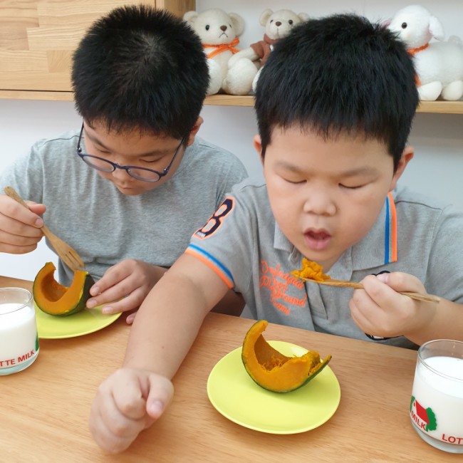 호박찜기 전자레인지로 찌는 보관법 손질법 어린이 키토 간식 2