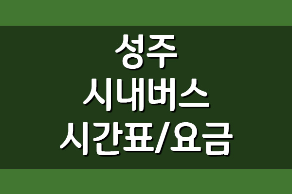  성주 시내버스 시간표 및 요금 (농어촌버스)