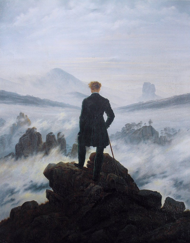 Wanderer above the Sea of Fog 	94.8 cm × 74.8 cm (37.3 in × 29.4 in)
Wanderer above the Sea of Fog 94.8 cm × 74.8 cm by Caspar David Friedrich