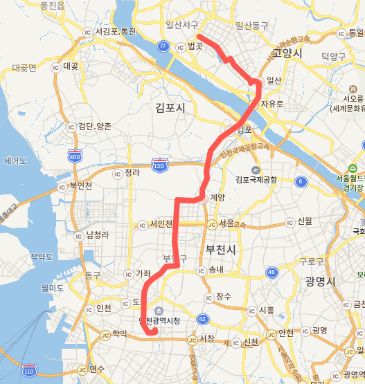  인천 3030번버스 노선 정보(일산 킨텍스, 마두역, 부평역, 인천종합터미널)