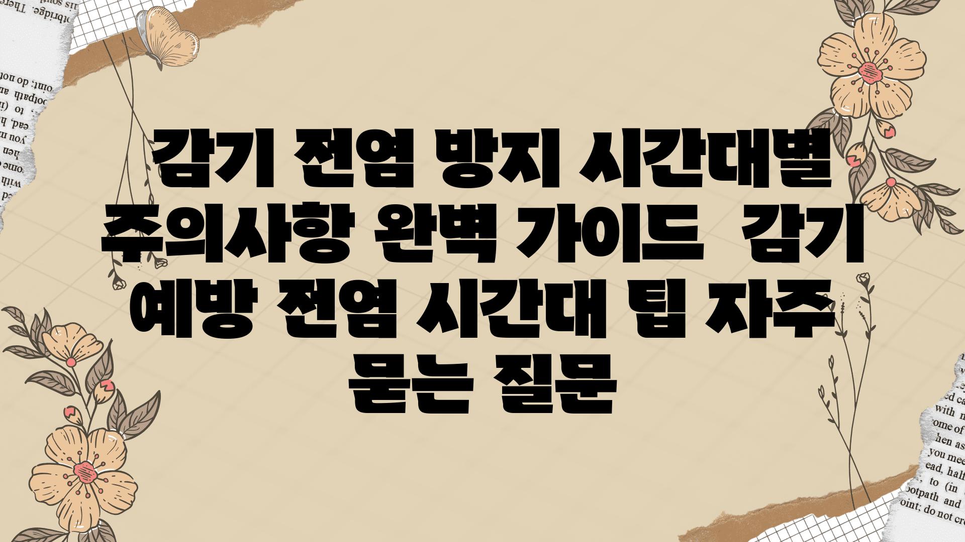  감기 전염 방지 시간대별 주의사항 완벽 설명서  감기 예방 전염 시간대 팁 자주 묻는 질문