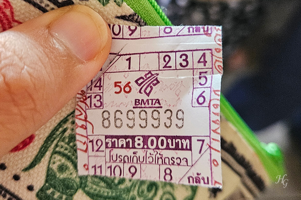 태국 종이 버스 티켓